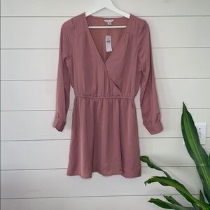 NWT American Eagle Mauve Long Sleeve Mini Dress Size Small Petite